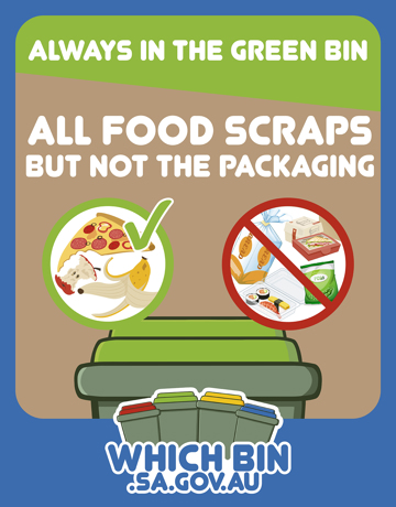 Always in the green bin: all food scraps – but not the packaging
