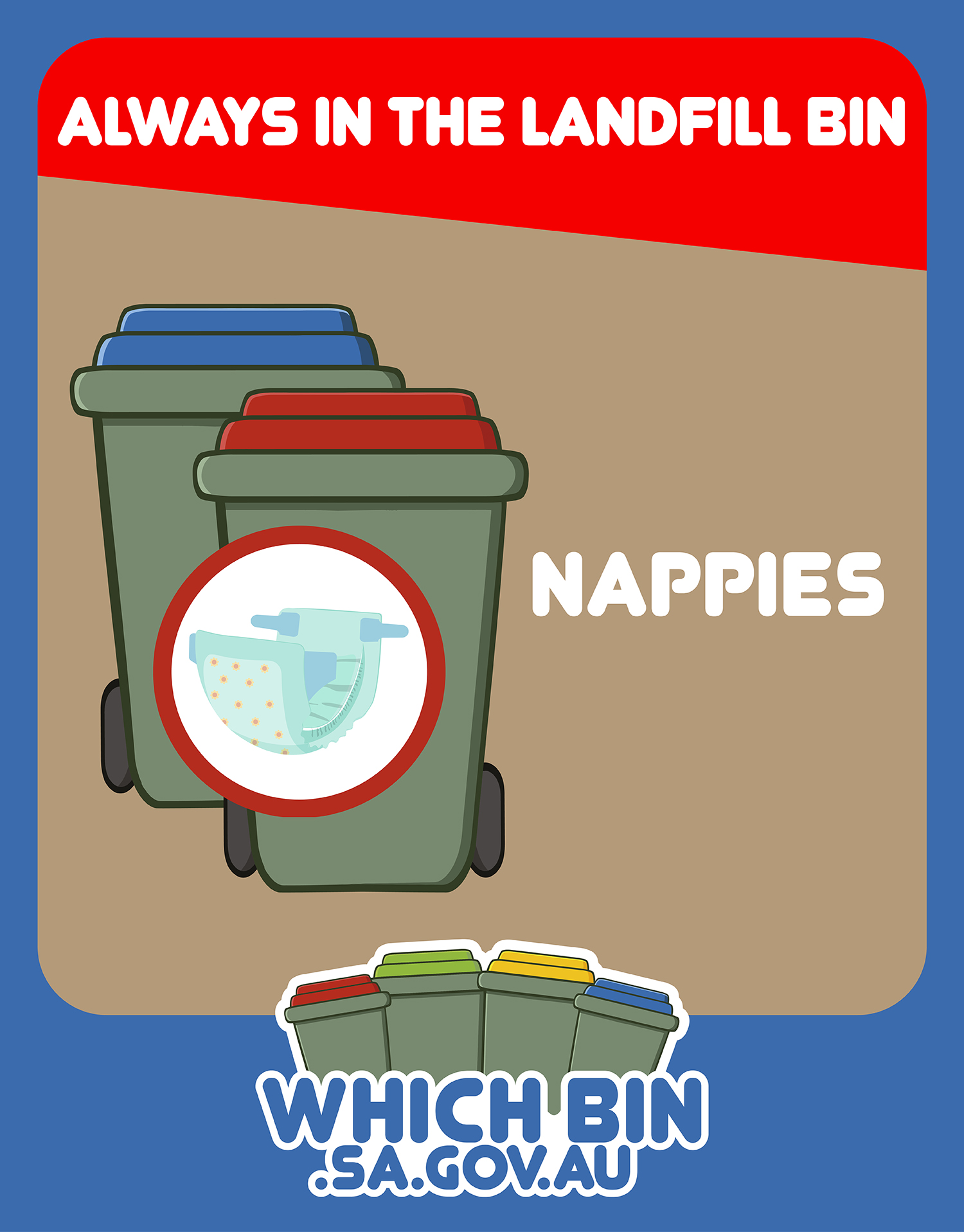Always in the landfill bin: nappies